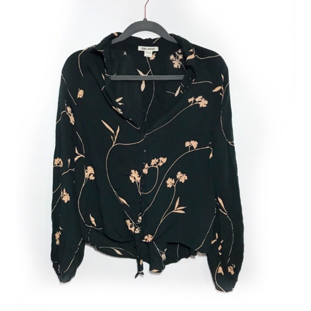Billabong Black Floral Long Sleeve Top